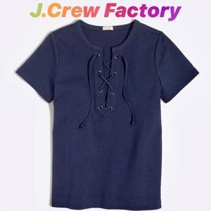 J.Crew Factory Blue Lace-Up Short Sleeve T-shirt